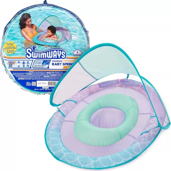 SwimWays Premium Baby Spring Float Sun‎ Canopy Inflatable Pool Float - Picture 2 of 5